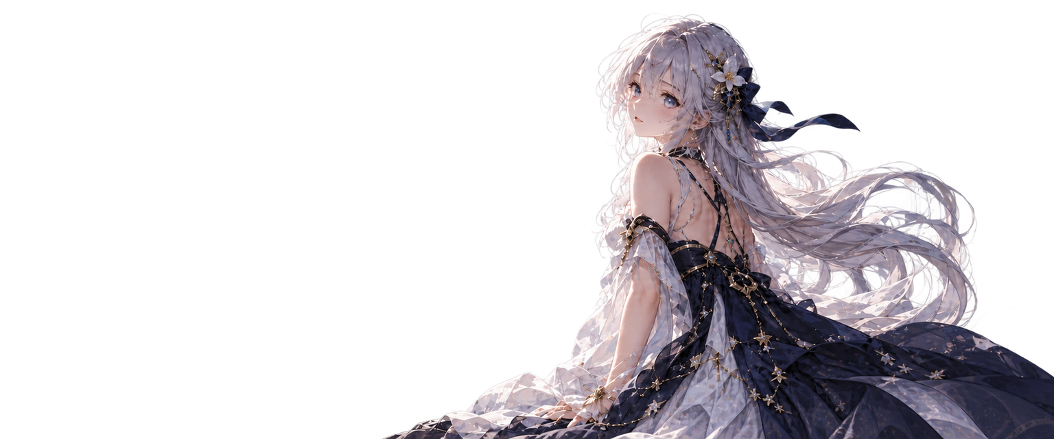 月光下轻轻起伏的银发少女